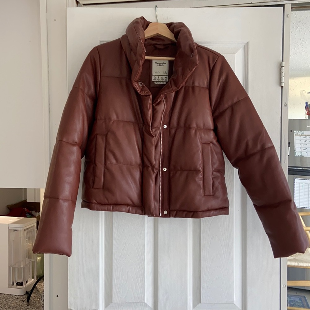 Abercrombie Brown Leather Jacket Size Small